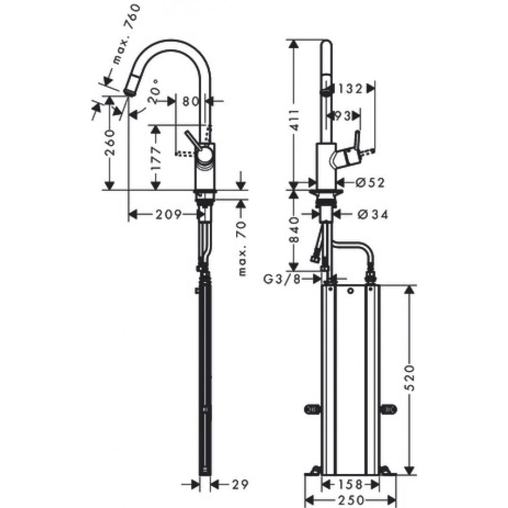 Смеситель для кухни hansgrohe Talis M52 73864000 с вытяжным изливом