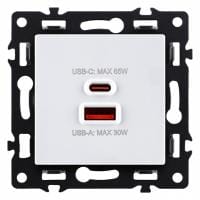 Розетка 2хUSB type A и C без рамки Kollinger Asthetik AS-024WH