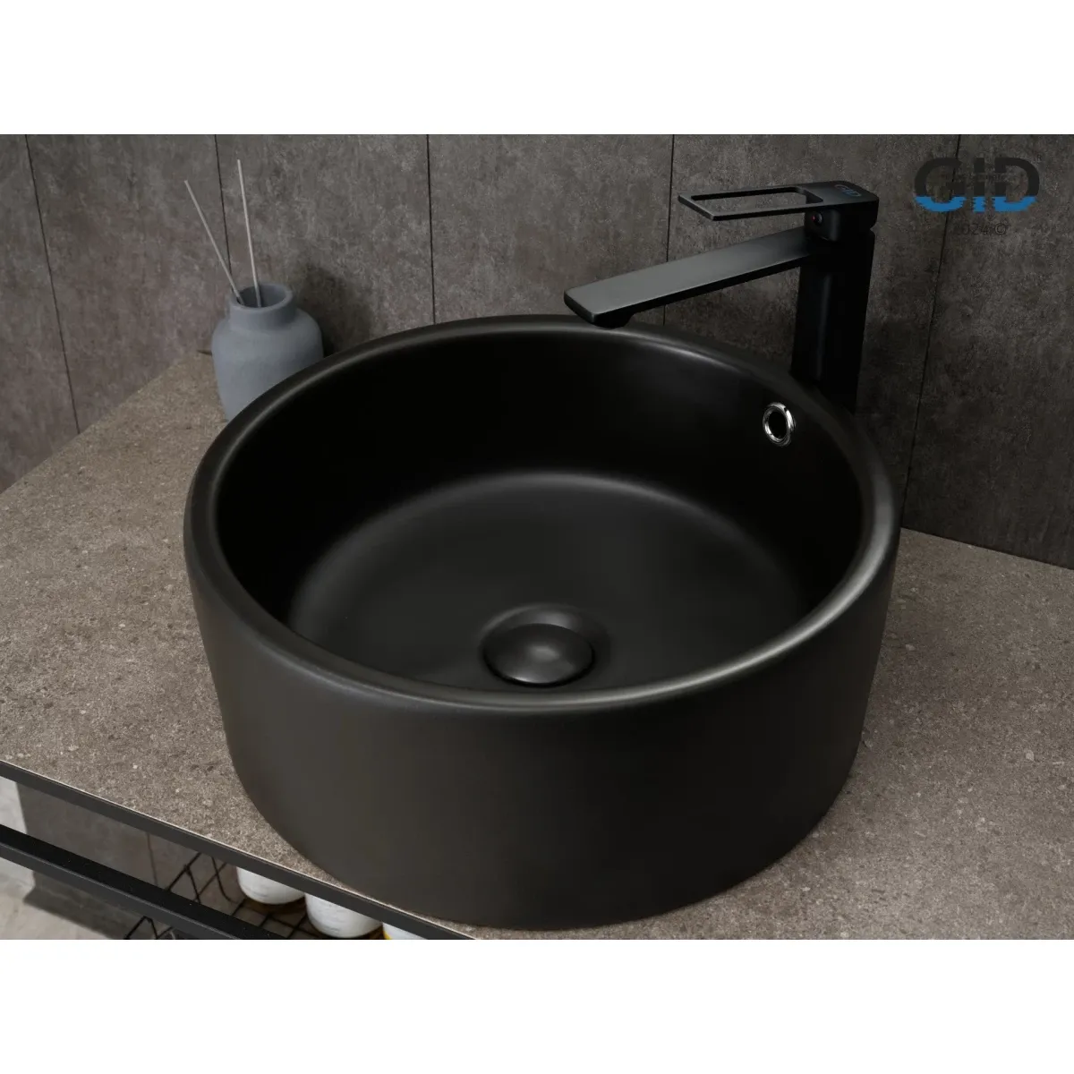 Раковина-чаша GID N9130bg 41,5x41,5 см, накладная, черный графит