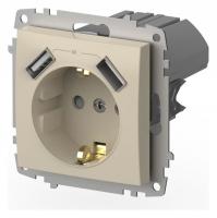 Розетка с заземлением и со шторкой и 2хUSB type A без рамки Elbi Eleсtriс Zena Vega 609-010300-317