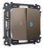 Выключатель проходной двухклавишный с подсветкой без рамки Ambrella Volt Quant MO634040