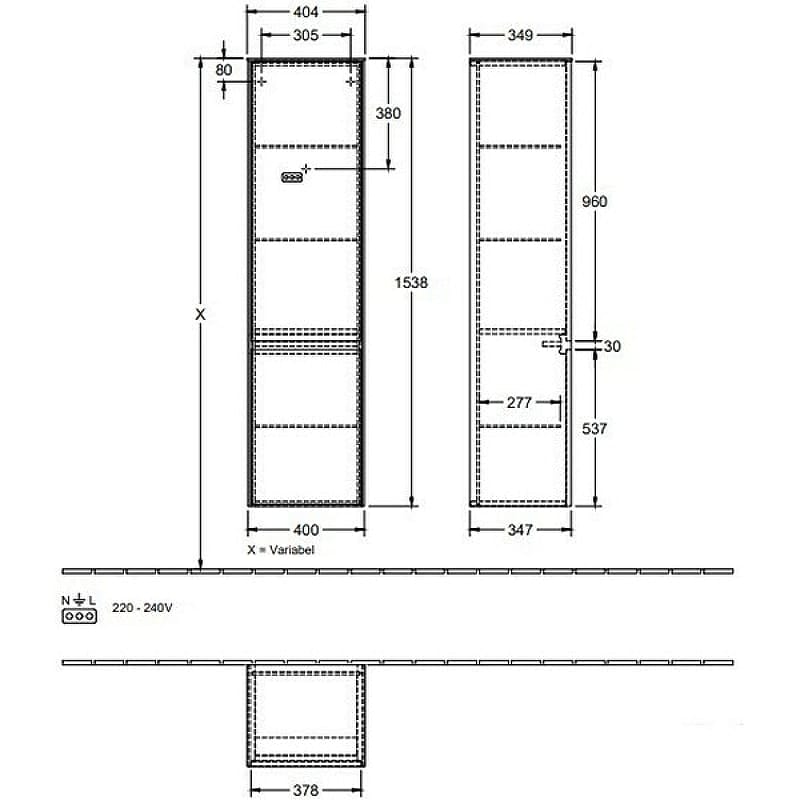 Шкаф-пенал Villeroy&Boch COLLARO C033L1PD black matt