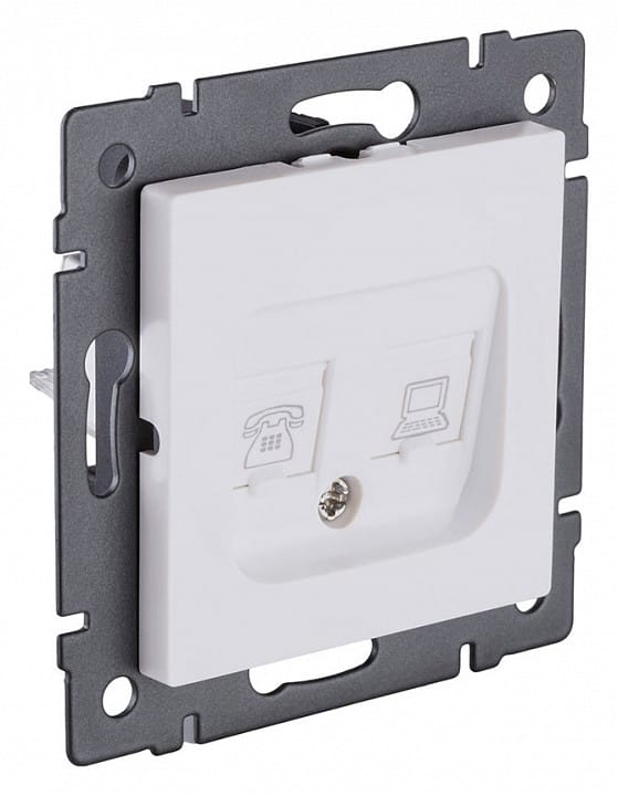 Розетка двойная RJ-11 и Ethernet RJ-45, без рамки Kollinger  REA-011WM