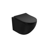 Подвесной унитаз Abber Bequem AC1100TMB с крышкой-сиденьем черный матовый