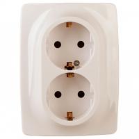 Розетка двойная с заземлением Эра Эра 12 12-2116-02