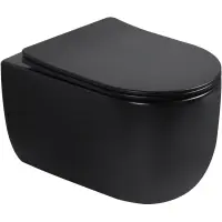 Унитаз подвесной Abber Bequem AC1104TMB безободковый, торнадо, с сиденьем микролифт, черный матовый