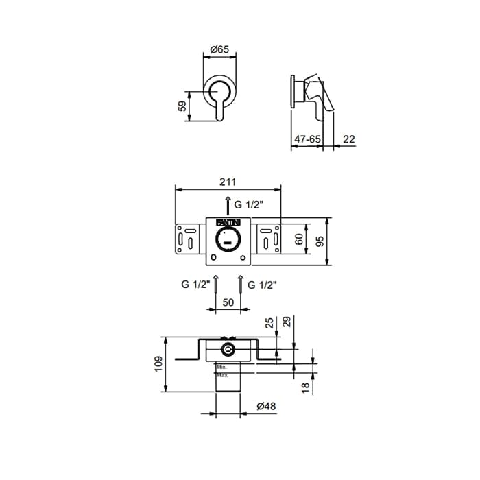 Смеситель для душа Fantini Icona Classic 53 13 R063B черный