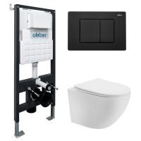 Комплект унитаза с инсталляцией Abber Bequem AC1100T-AC0105-AC0120MB с черной матовой клавишей
