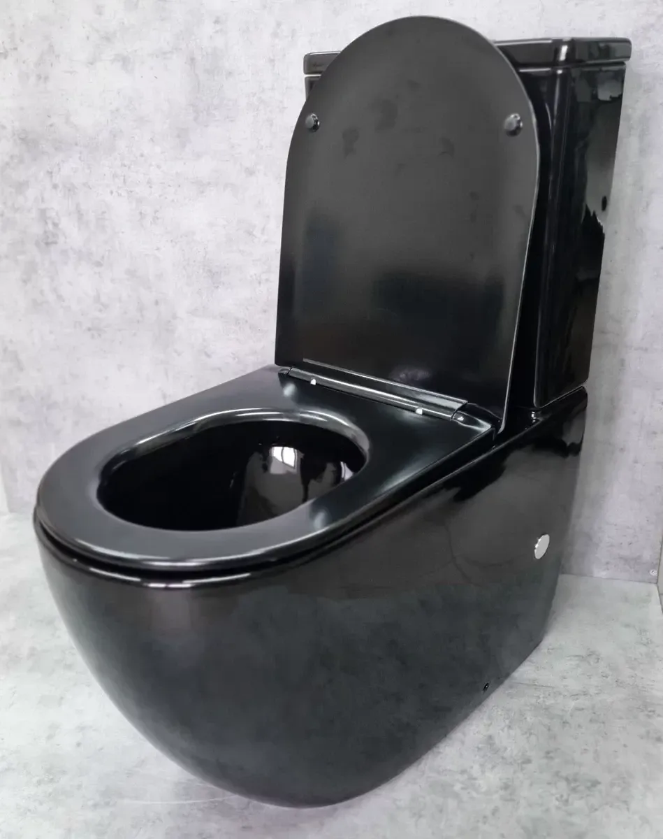 Унитаз-компакт CeramaLux NS-2176-18 с сиденьем микролифт, черный глянец