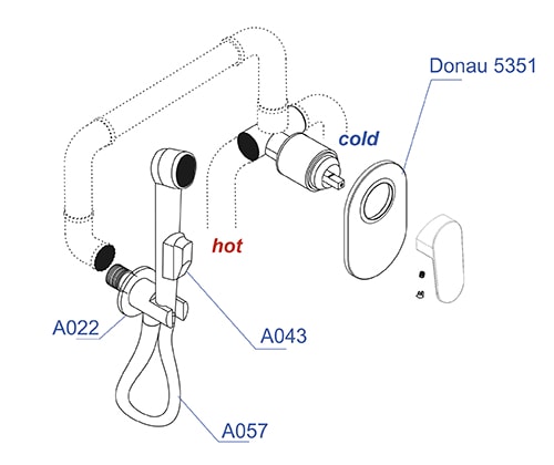 Комплект для биде WasserKRAFT А11057 со шлангом 120 см встраиваемый