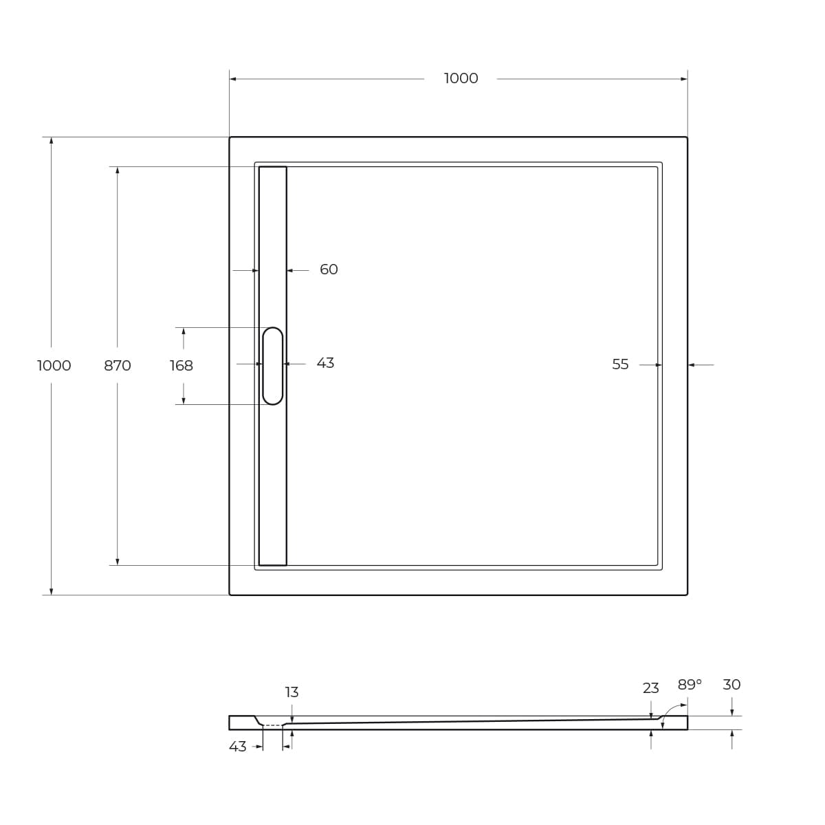 Душевой поддон Cezares 100 TRAY-AS-A-100-30-NERO черный