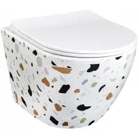 Унитаз подвесной Rea Carlo Terazzo REA-C8005 безободковый, с сиденьем микролифт, мультиколор