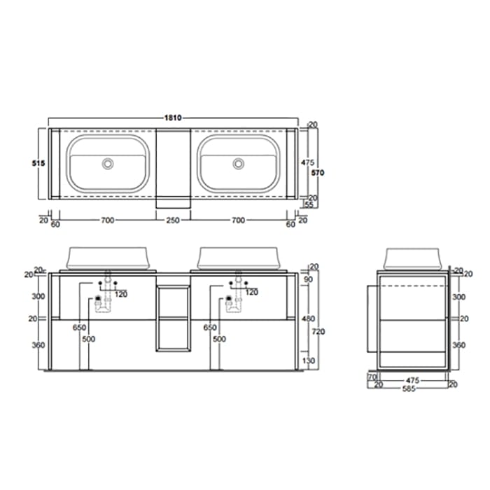 Тумба под раковины Simas Frame 180 FM2 grey ashwood