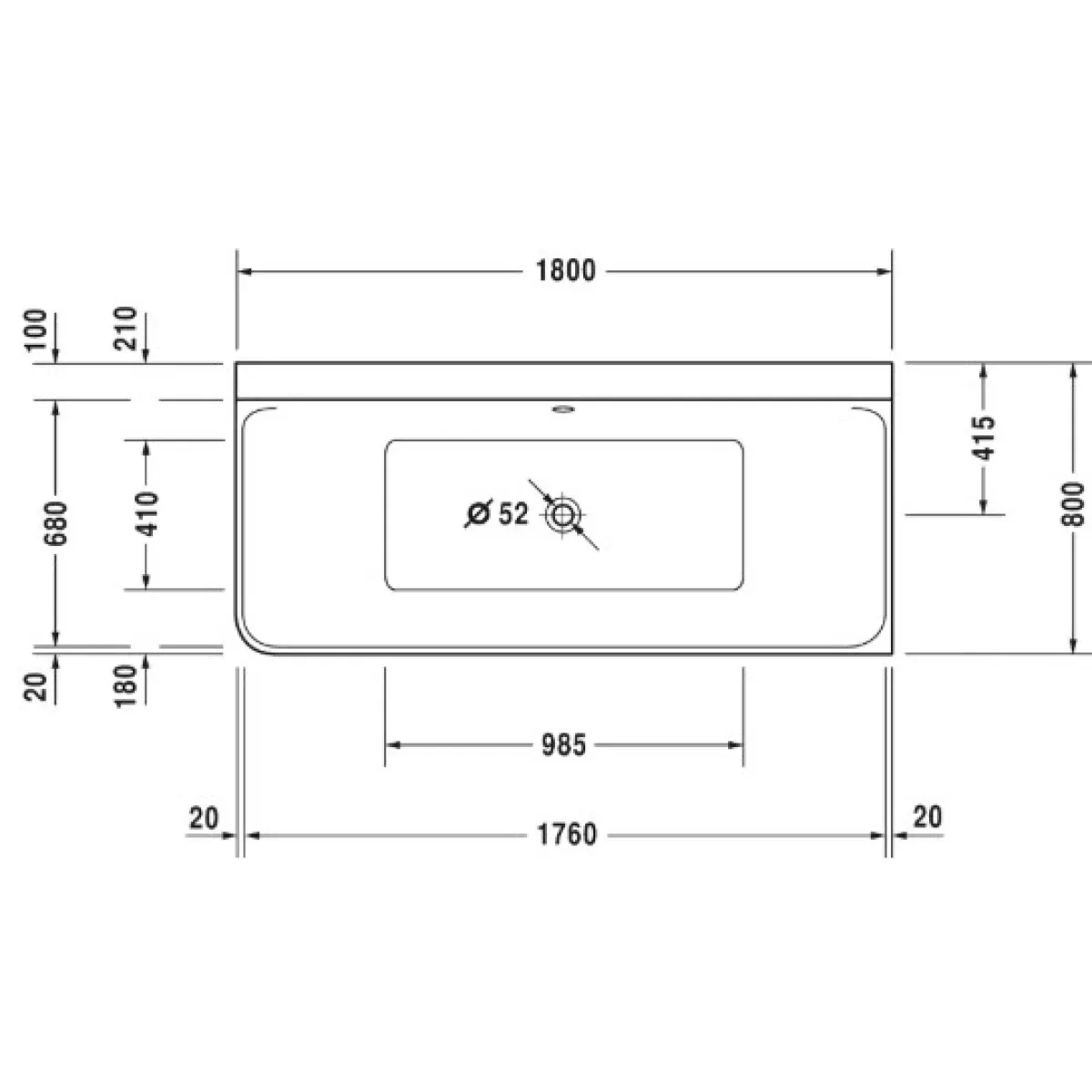 Акриловая ванна 180x80 см R Duravit P3 Comforts 70038000000000