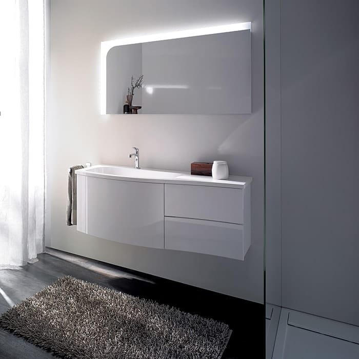 Тумба с раковиной Burgbad Sinea 1.0 121 WTU121E L F1767 C0001*1 белая глянцевая
