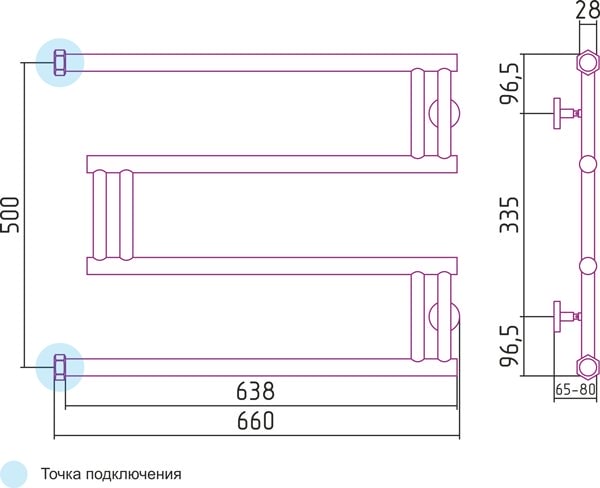 Полотенцесушитель водяной Сунержа High-Tech 00-0050-5065