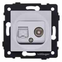 Розетка двойная RJ-11 и Ethernet RJ-45, без рамки Kollinger  REA-013GY