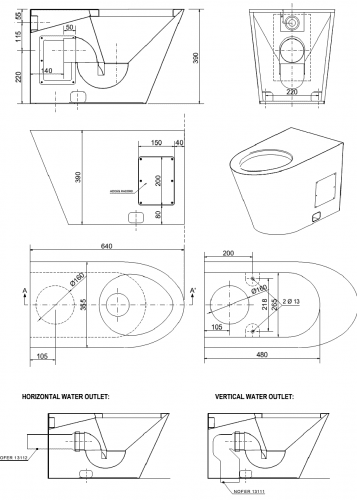 Чаша приставного унитаза Nofer 13013.B глянцевая