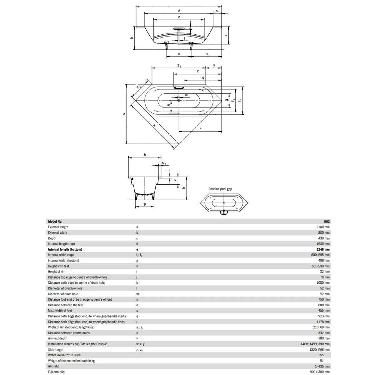 Ванна стальная Kaldewei Vaio Duo 6 952 233200010001 210x80 см, альпийский белый
