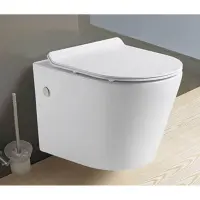 Унитаз подвесной CeramaLux B2330 безободковый, с сиденьем микролифт, белый