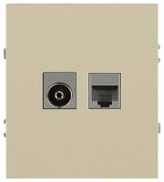 ТВ-розетка и розетка Ethernet RJ-45 без рамки Эра Arktik Б0070497