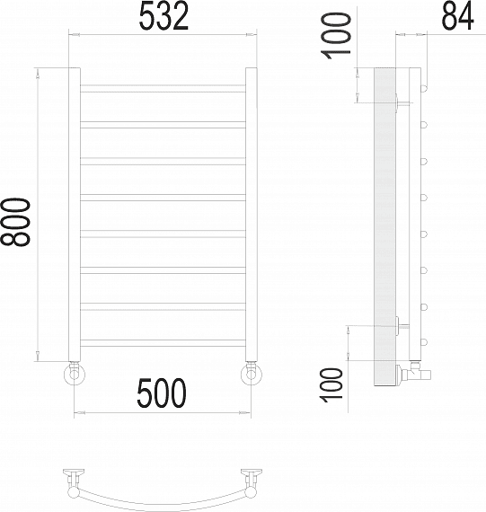 Полотенцесушитель водяной Terminus Классик П8 500х800 4670078530271