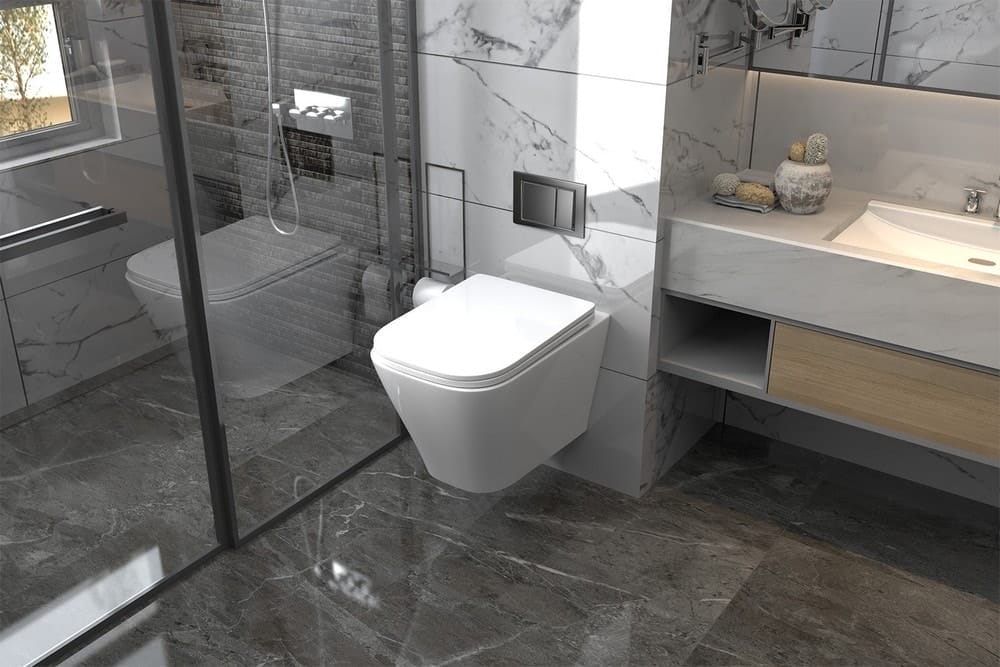 Комплект унитаза с инсталляцией Abber Rechteck AC1201-AC0105-AC0121 с клавишей хром