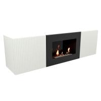 Каминокомплект: Тумба с биокамином Firelight BFP/P-1400L белая+набор керамических дров ель
