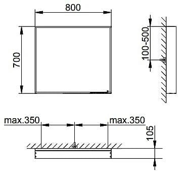 Зеркало Keuco Plan 80 33097292500 инокс матовый