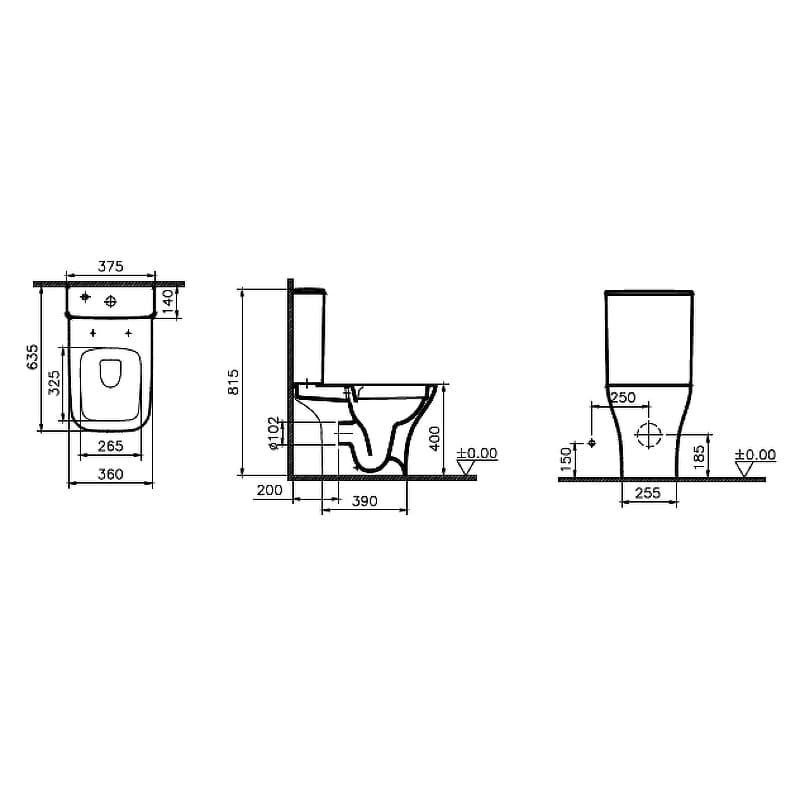Унитаз компакт Vitra Polar Open-Back 9843B003-7201 с бачком и сиденьем