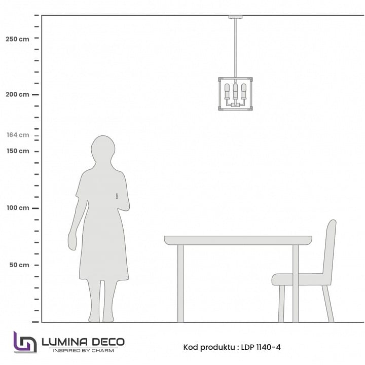 Люстра на штанге LUMINA DECO Waldorf LDP 1140-4 BK+MD