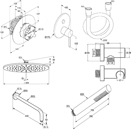 Душевой комплект Kludi Bozz 386585376 белый матовый