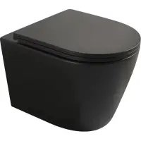 Унитаз подвесной Veconi Ando VAN-48TB безободковый, торнадо, с сиденьем микролифт, черный матовый
