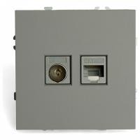 ТВ-розетка и розетка Ethernet RJ-45 без рамки Stekker Эмили 49950