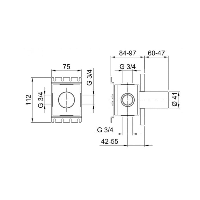 Внутренняя часть встроенного запорного вентиля Fantini 1900D291A