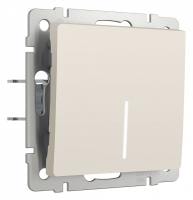Выключатель проходной одноклавишный с подсветкой без рамки Werkel айвори матовый W1112162