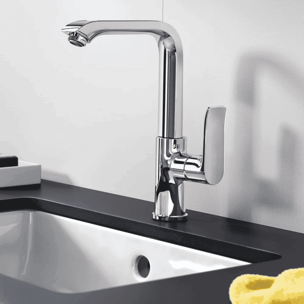 Смеситель для раковины hansgrohe Metris 31187000 с поворотным изливом и сливным клапаном Push-Open