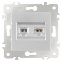 Розетка двойная RJ-11 и Ethernet RJ-45, без рамки Arte Milano am-203 203.44-1.silver