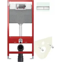 Инсталляция для унитаза Tece TECEsquare 9300302 + 9200010 + 9380014 + 9240805 с кнопкой смыва, мятный зеленый/хром