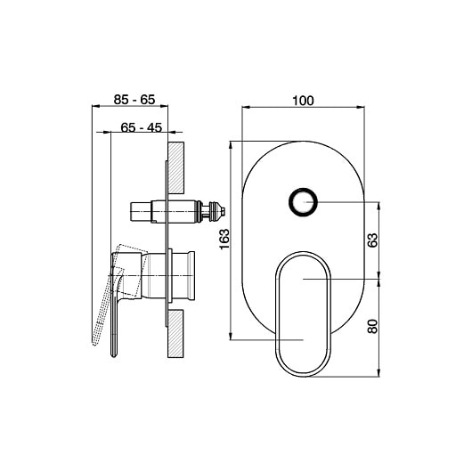 Внешняя часть встроенного смесителя Cisal Lineaviva LV00210021 хром