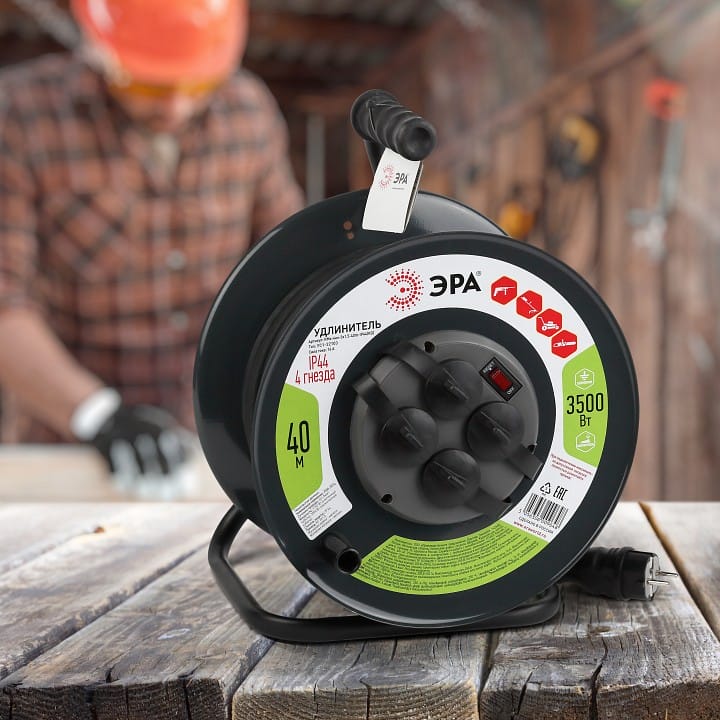 Удлинитель Эра  RMx-4es-3x1.5-40m-IP44(KG)
