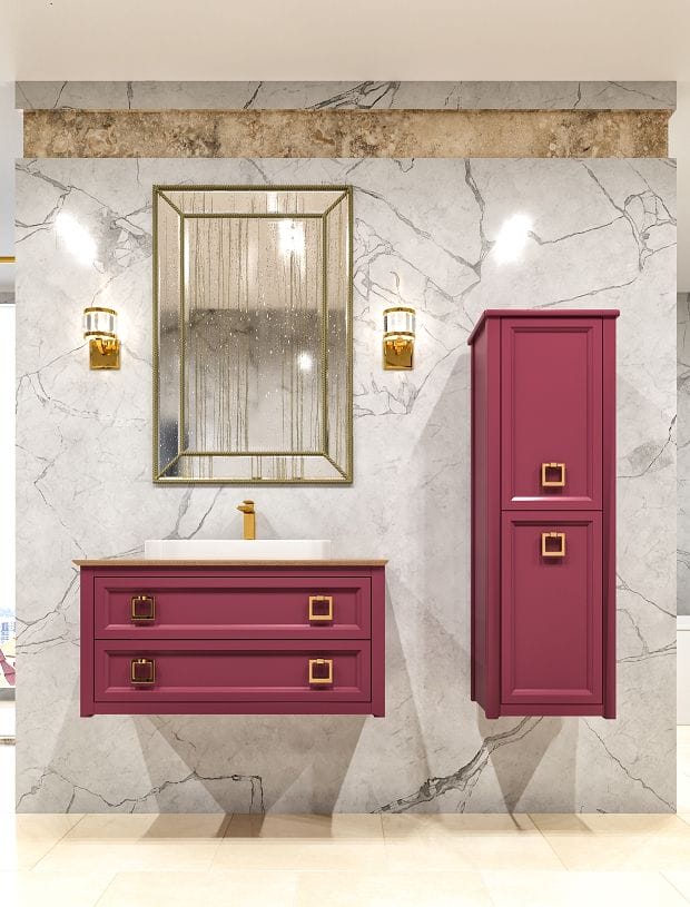 Тумба с раковиной Bagno Piu Vintage 96 матовый орхидея