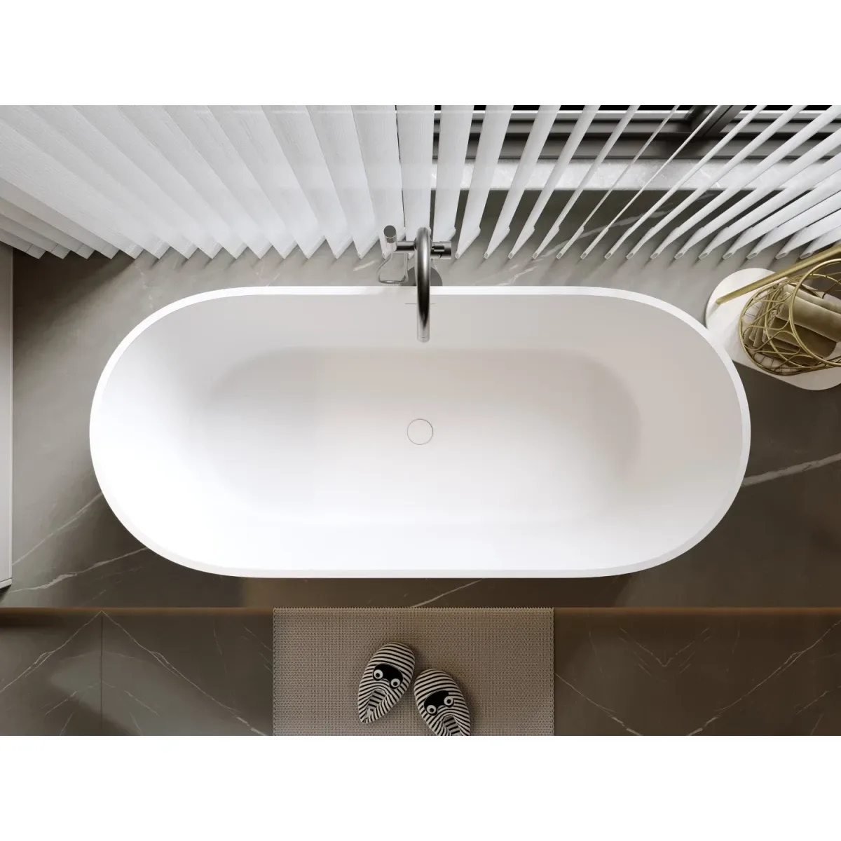 Ванна из литьевого мрамора Timo Kiara Solid Surface KIARA1680 170x75 см, отдельностоящая, белый матовый