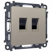 Розетка двойная Ethernet RJ-45 и со шторками, без рамки Ambrella Volt ALFA MA372110