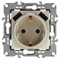 Розетка с заземлением и со шторкой и 2хUSB, без рамки Эра Эра 12 12-4109-04