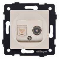 Розетка двойная RJ-11 и Ethernet RJ-45, без рамки Kollinger  REA-013GD