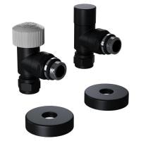 Набор термостатический угловой Royal Thermo Design Pro 15мм М30х1,5 (Черный)