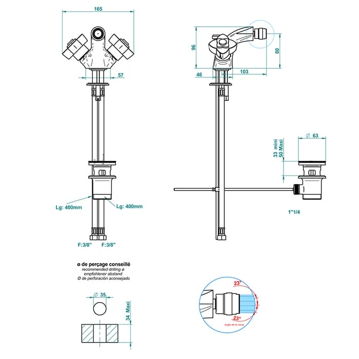 Смеситель для биде THG Ptale de Cristal clair liser dor U6E.F01.3202 золото