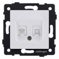Розетка двойная RJ-11 и Ethernet RJ-45, без рамки Kollinger  REA-011WM