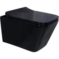 Унитаз подвесной CeramaLux NS5170-18 безободковый, с сиденьем микролифт, черный глянец